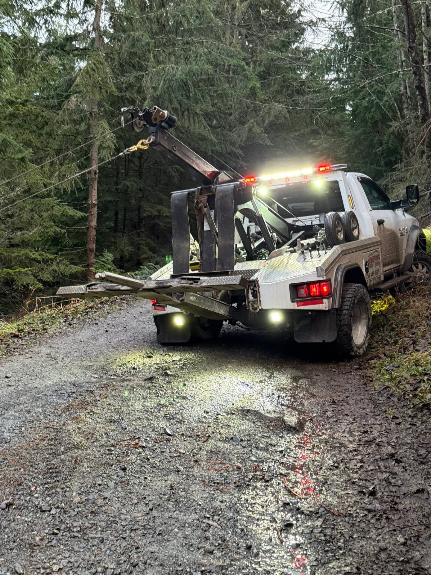 Wrecker recovery deep in the woods
