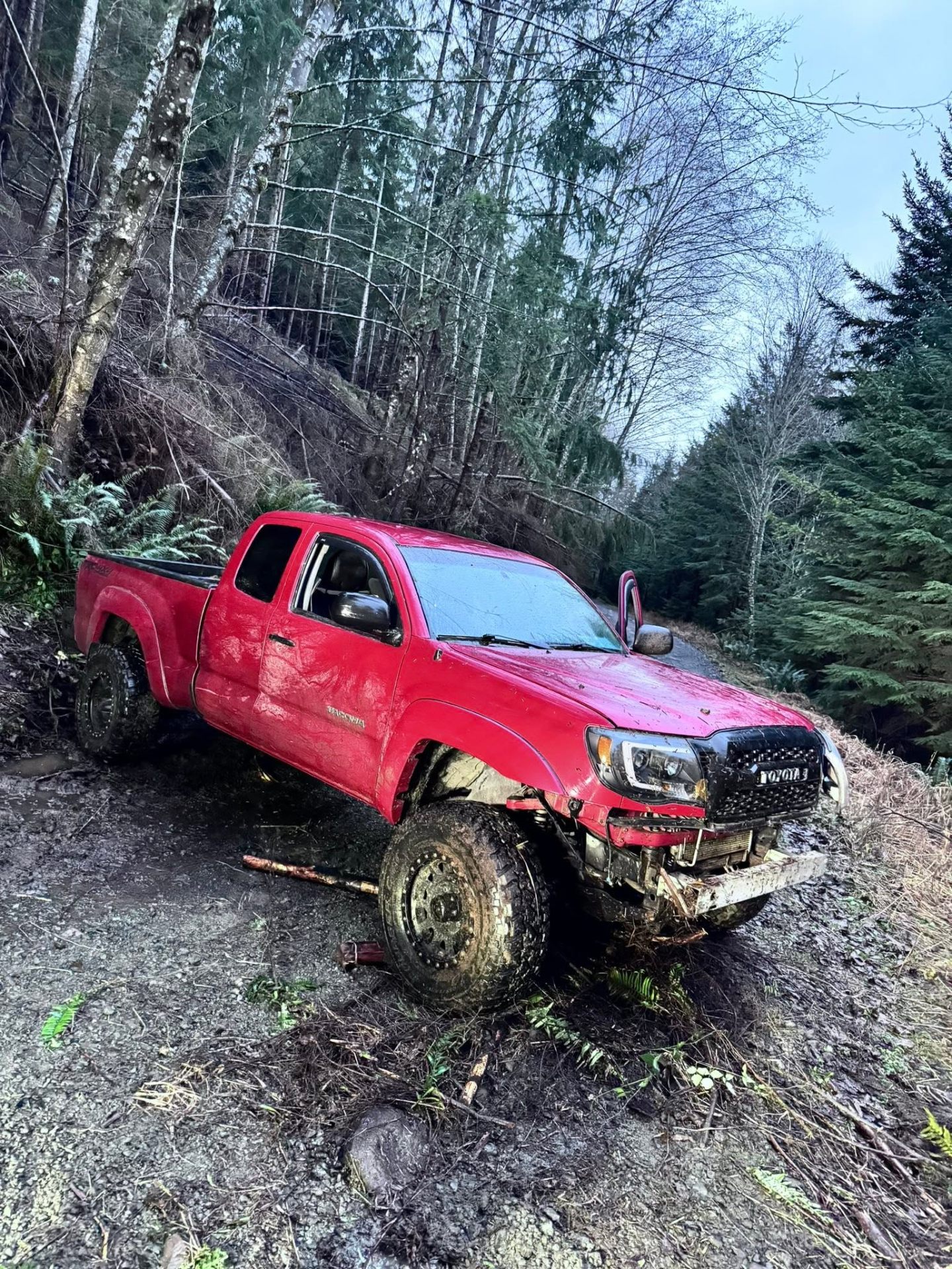 Off-road truck recovery in the mud